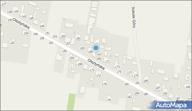 Biskupice, Olsztyńska, 167, mapa Biskupice