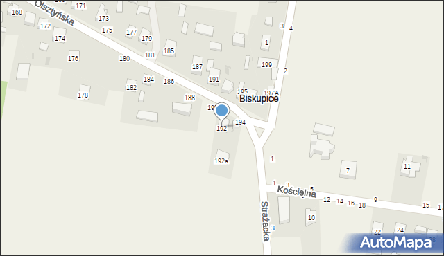 Biskupice, Olsztyńska, 192, mapa Biskupice