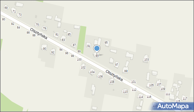 Biskupice, Olsztyńska, 93, mapa Biskupice