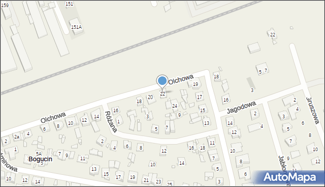 Bogucin, Olchowa, 22, mapa Bogucin