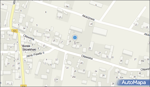 Borek Strzeliński, Oławska, 21, mapa Borek Strzeliński