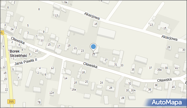 Borek Strzeliński, Oławska, 25, mapa Borek Strzeliński