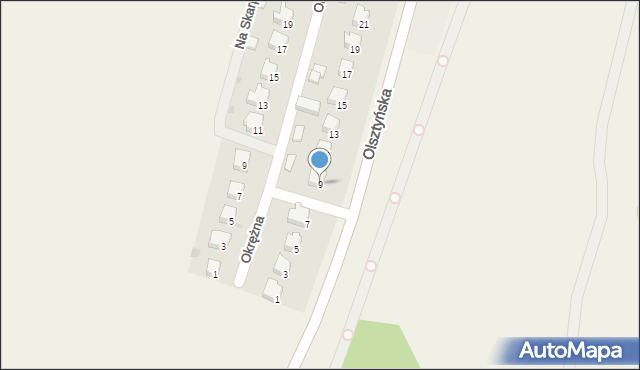 Bratian, Olsztyńska, 9, mapa Bratian