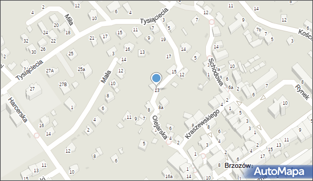 Brzozów, Olejarska, 13, mapa Brzozów