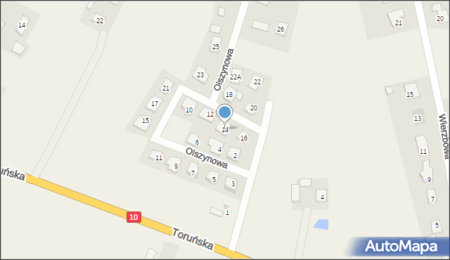 Brzozówka, Olszynowa, 14, mapa Brzozówka