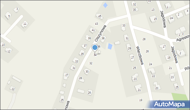 Brzozówka, Olszynowa, 34, mapa Brzozówka