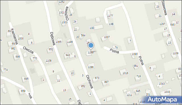 Buczkowice, Olchowa, 1188, mapa Buczkowice