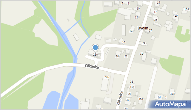 Bydlin, Olkuska, 22A, mapa Bydlin