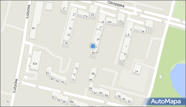 Bytom, Olimpijska, 23, mapa Bytomia