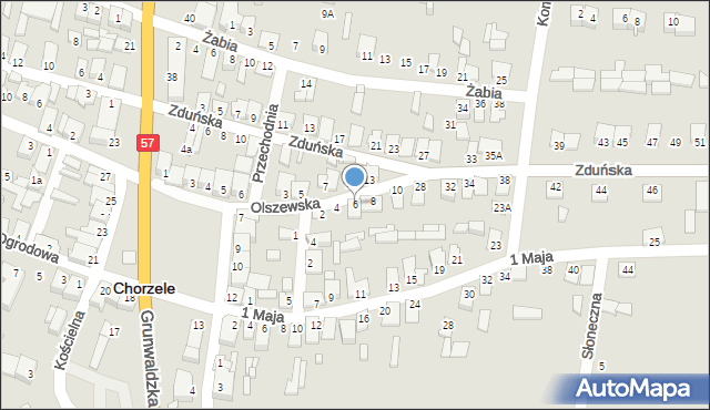 Chorzele, Olszewska, 6, mapa Chorzele