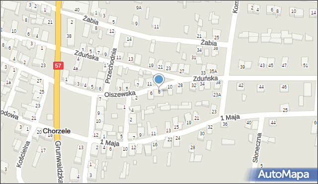 Chorzele, Olszewska, 8, mapa Chorzele