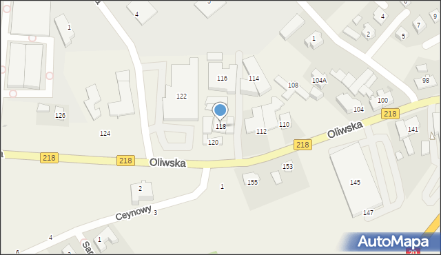 Chwaszczyno, Oliwska, 118, mapa Chwaszczyno