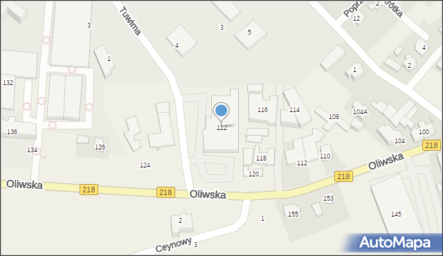 Chwaszczyno, Oliwska, 122, mapa Chwaszczyno
