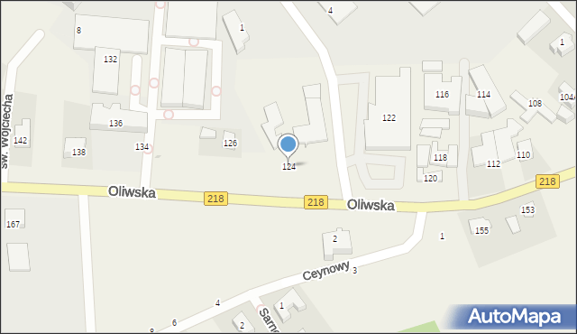 Chwaszczyno, Oliwska, 124, mapa Chwaszczyno