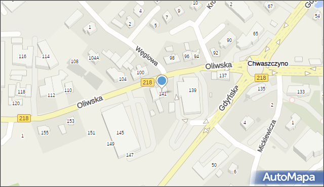 Chwaszczyno, Oliwska, 141, mapa Chwaszczyno