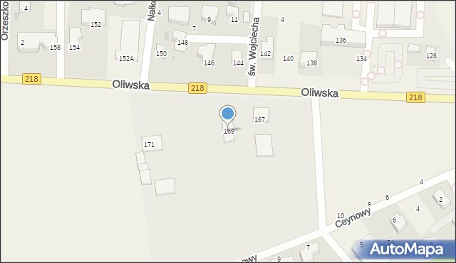 Chwaszczyno, Oliwska, 169, mapa Chwaszczyno