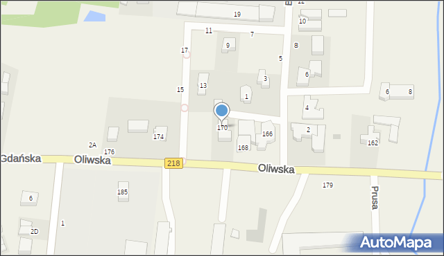 Chwaszczyno, Oliwska, 170, mapa Chwaszczyno