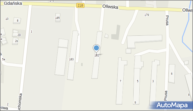 Chwaszczyno, Oliwska, 181, mapa Chwaszczyno