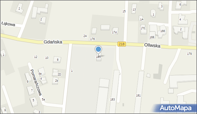 Chwaszczyno, Oliwska, 185, mapa Chwaszczyno