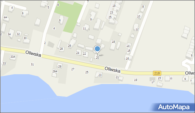Chwaszczyno, Oliwska, 20, mapa Chwaszczyno