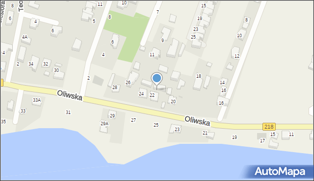 Chwaszczyno, Oliwska, 22A, mapa Chwaszczyno