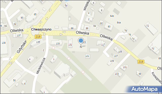 Chwaszczyno, Oliwska, 62, mapa Chwaszczyno