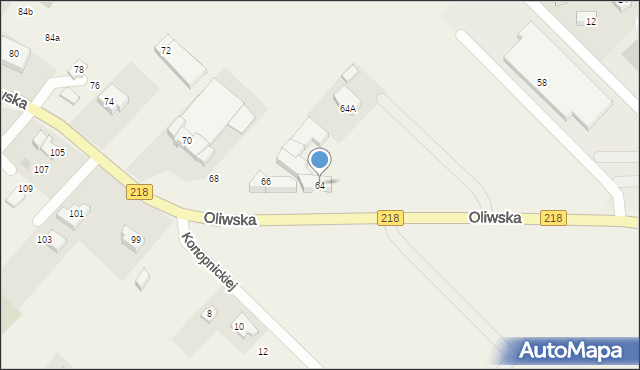 Chwaszczyno, Oliwska, 64, mapa Chwaszczyno