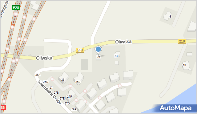 Chwaszczyno, Oliwska, 75, mapa Chwaszczyno