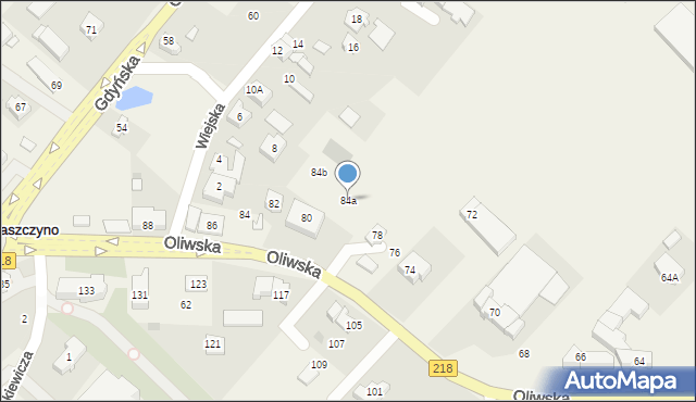 Chwaszczyno, Oliwska, 84a, mapa Chwaszczyno
