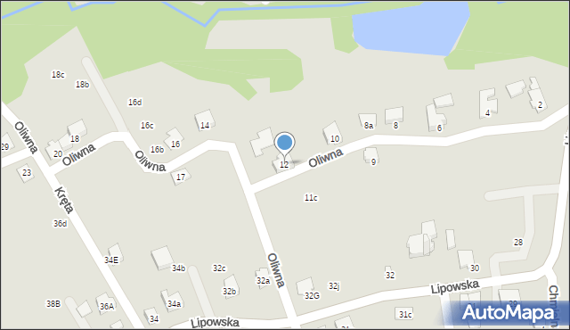 Czechowice-Dziedzice, Oliwna, 12, mapa Czechowic-Dziedzic