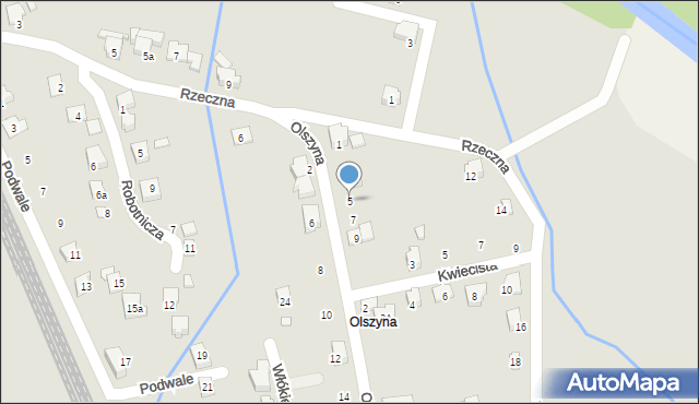 Czechowice-Dziedzice, Olszyna, 5, mapa Czechowic-Dziedzic