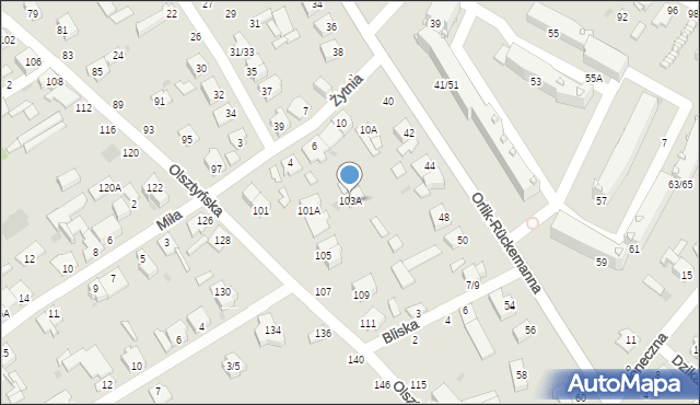 Częstochowa, Olsztyńska, 103A, mapa Częstochowy