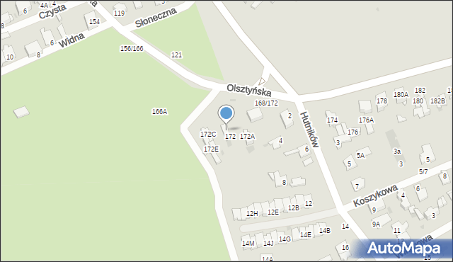 Częstochowa, Olsztyńska, 172B, mapa Częstochowy