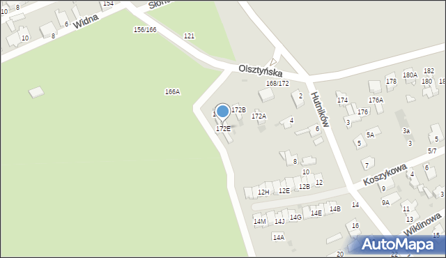 Częstochowa, Olsztyńska, 172E, mapa Częstochowy