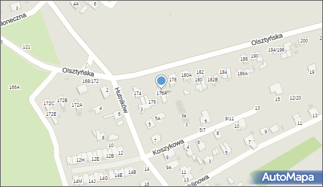 Częstochowa, Olsztyńska, 176A, mapa Częstochowy