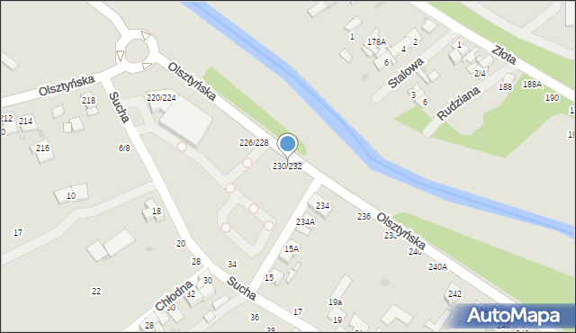 Częstochowa, Olsztyńska, 230/232, mapa Częstochowy