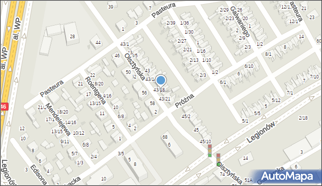 Częstochowa, Olsztyńska, 43/19, mapa Częstochowy