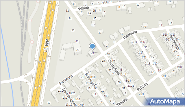 Częstochowa, Olsztyńska, 44, mapa Częstochowy