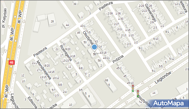 Częstochowa, Olsztyńska, 56, mapa Częstochowy