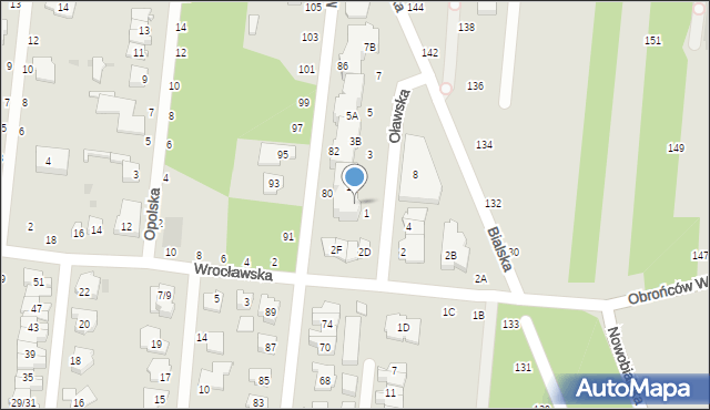 Częstochowa, Oławska, 1A, mapa Częstochowy
