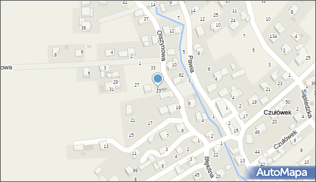 Czułówek, Olszynowa, 23, mapa Czułówek