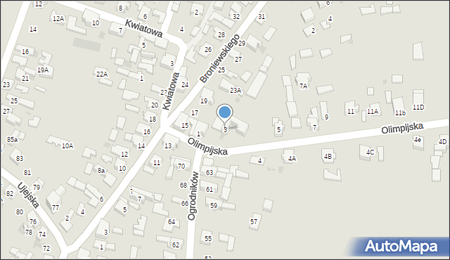 Dąbrowa Górnicza, Olimpijska, 3, mapa Dąbrowa Górnicza