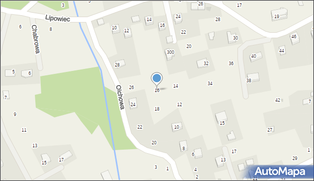 Dąbrowa Szlachecka, Olchowa, 16, mapa Dąbrowa Szlachecka