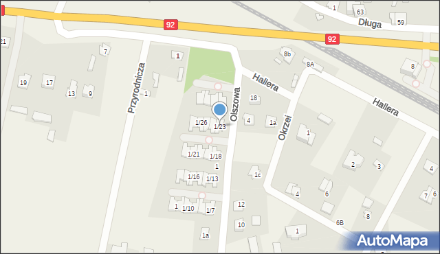 Dębe Wielkie, Olszowa, 1/23, mapa Dębe Wielkie