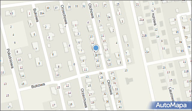 Długołęka, Olchowa, 18, mapa Długołęka