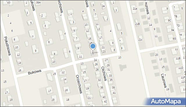 Długołęka, Olchowa, 22, mapa Długołęka