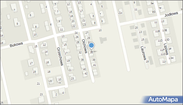Długołęka, Olchowa, 35, mapa Długołęka