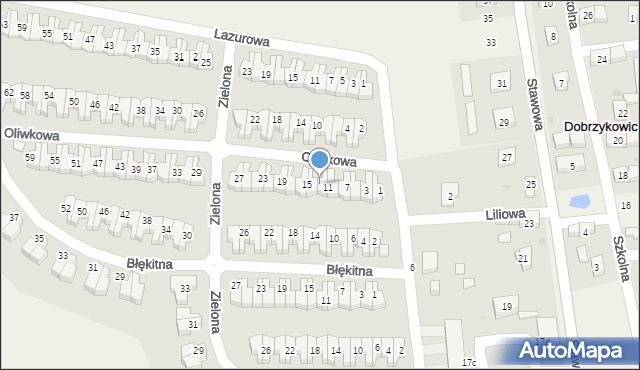 Dobrzykowice, Oliwkowa, 13, mapa Dobrzykowice
