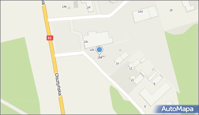 Dywity, Olsztyńska, 14a, mapa Dywity