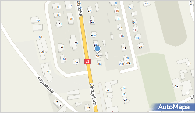 Dywity, Olsztyńska, 38, mapa Dywity